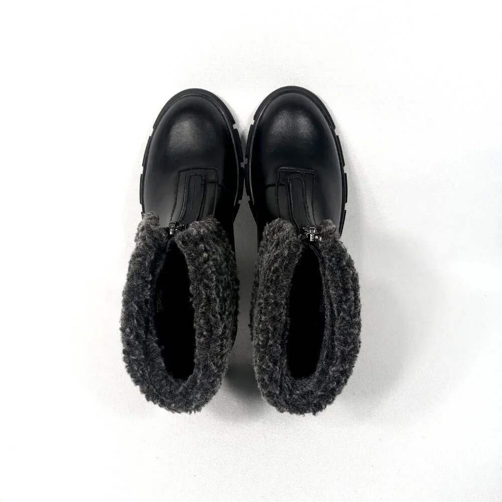 BLONDO Plaka Black Leather Winter Boots Lug Sole Waterproof Women's Size 6 M